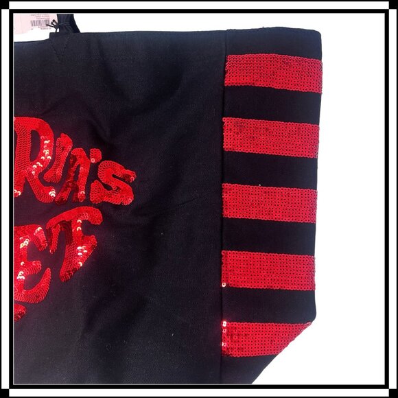 VICTORIA'S SECRET Sequin Black and Red Canvas Tote Bag - Picture 4 of 8